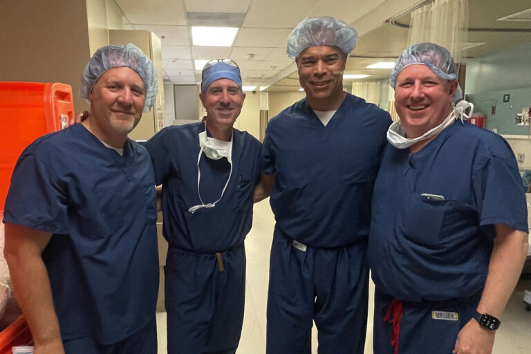 L-R: Pristine Surgical President and CEO, Bryan Lord, renowned expert in shoulder and knee arthroscopy, Southern California Orthopedic Institute, Dr. Mark Getelman, GM, Sales at Pristine Surgical, Thurman Ballard, Chief Commercial Officer at Pristine Surgical, Dave Carey