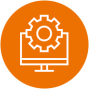 icon - orange circle with monitor and gear
