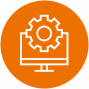 icon - orange circle with monitor and gear